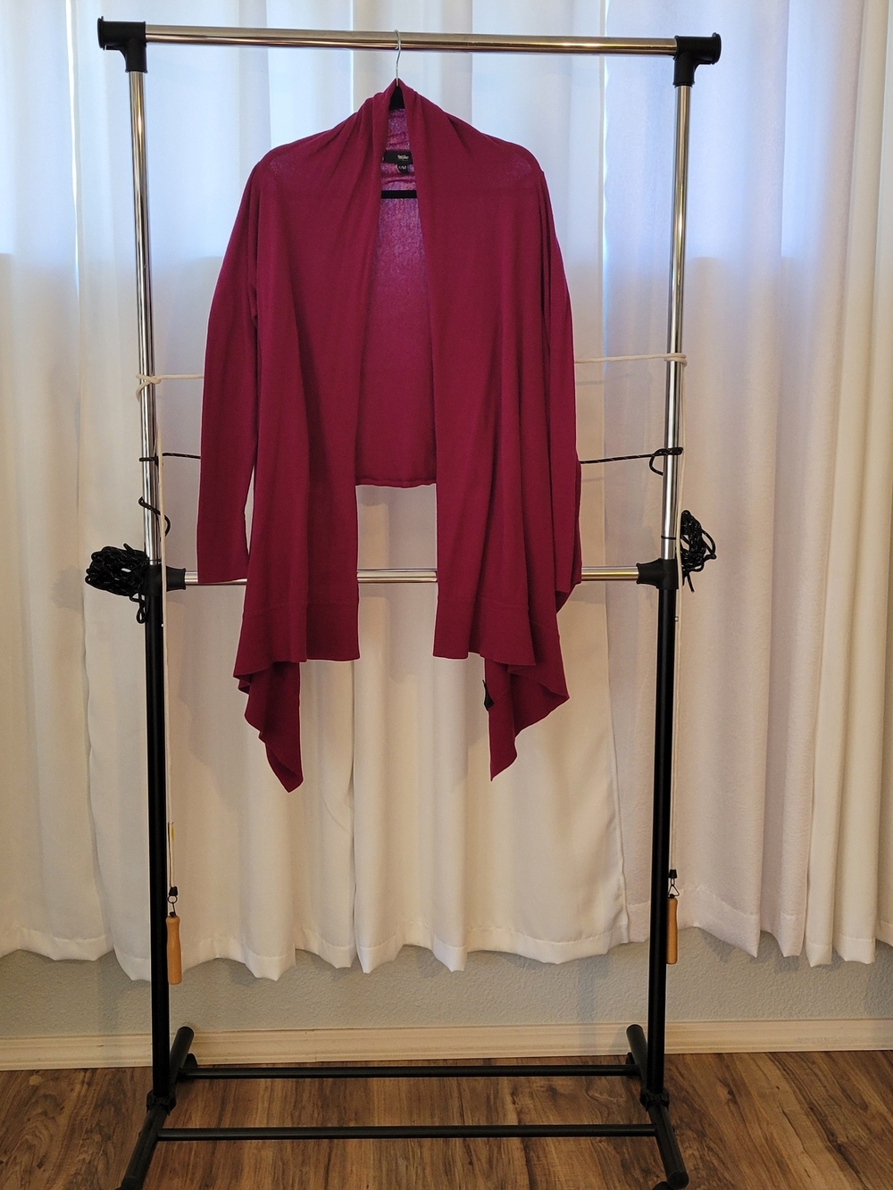 Windsor Draped Open-Front Cardigan in Raspberry